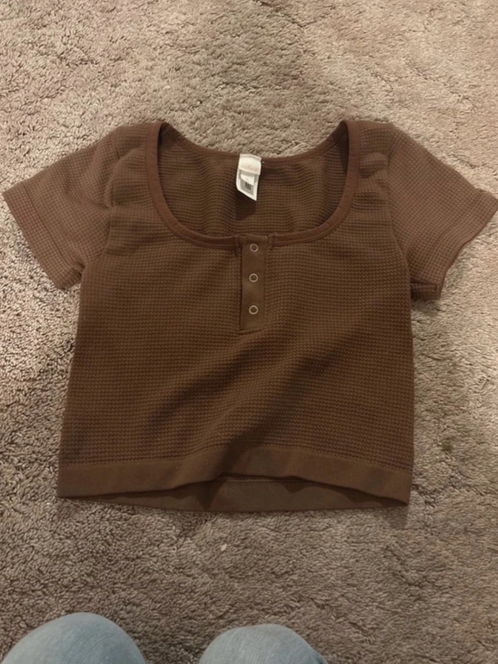 Women’s Brown Short Sleeve Henley Top